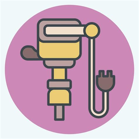 Icon Jack Hammer Related To Construction Symbol Color Mate Style