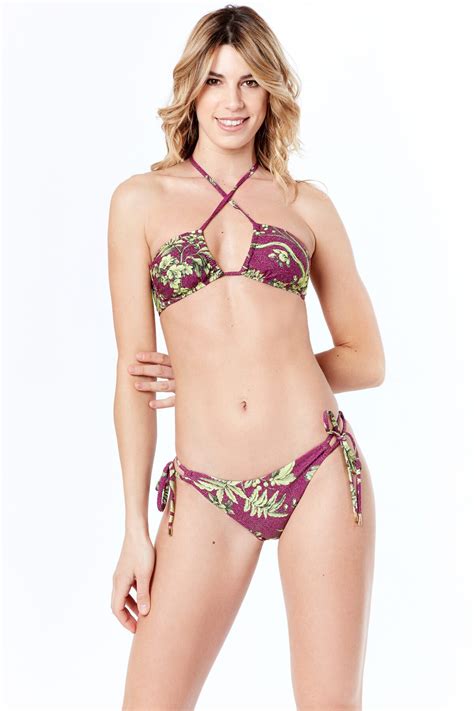 Miss Bikini Luxe Lurex Sliding Bandeau And Brazilian Bikini Burgundy