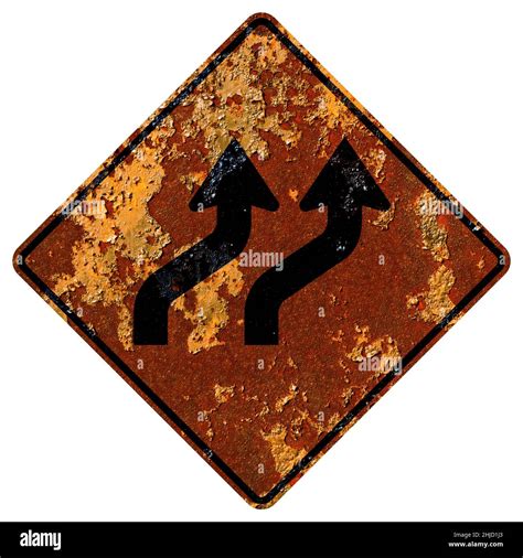 Old Rusty American Road Sign Traffic Shift Right Stock Photo Alamy