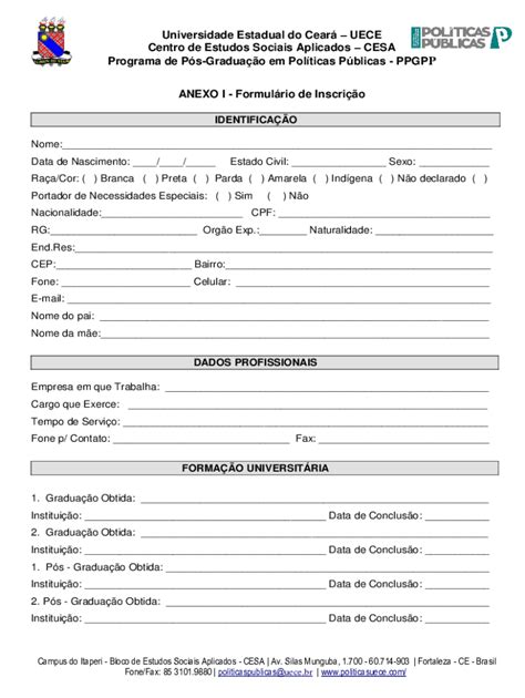 Fillable Online Universidade Estadual Do Cear UECE Centro De Estudos