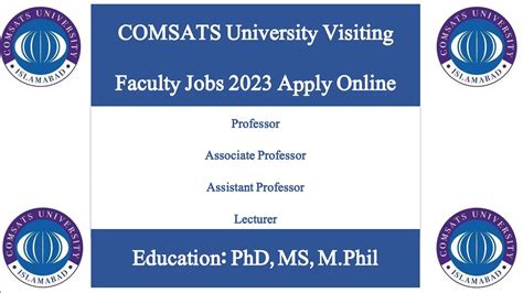 Comsats University Islamabad Cui Visiting Faculty Jobs Apply