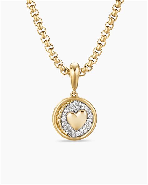 David Yurman Sy Heart Amulet In 18k Yellow Gold With Pavé S Diamond