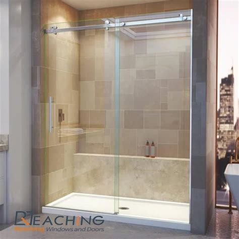 Bathroom Shower Room Sliding Door With Frameless Tempered Glass