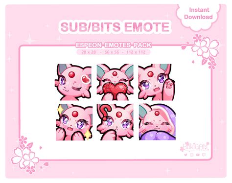 Espeon Pokemon Emotes Set For Twitch Discord Streamer Emotes