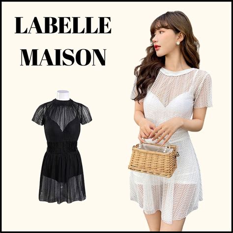 Ready Stock Original Labelle Swimsuit Swimwear Beachwear White Sheer Bikini Baju Renang