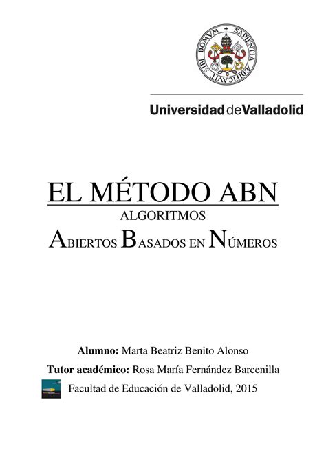 TFG G 1429 tarea EL MÉTODO ABN ALGORITMOS ABIERTOS BASADOS EN