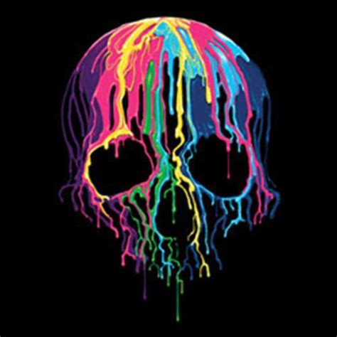 Details About Colorful Painted Trippy Gothic Melting Skull Funny Cool T