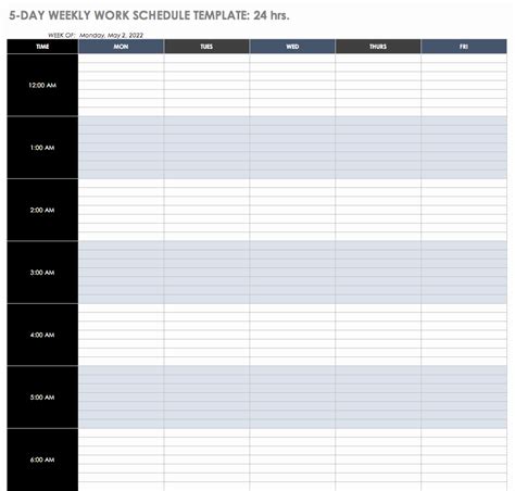 24 Hour Schedule Template