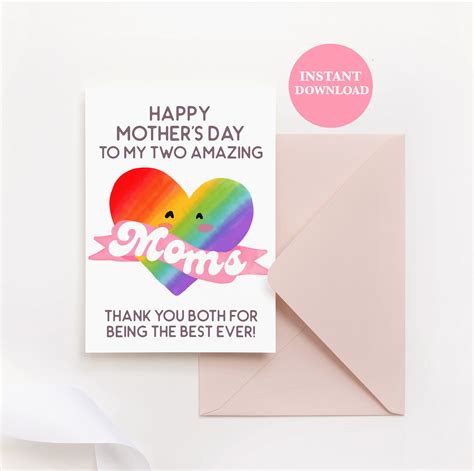 Happy Mothers Day To My Two Moms Card Gay Mothers Etsy