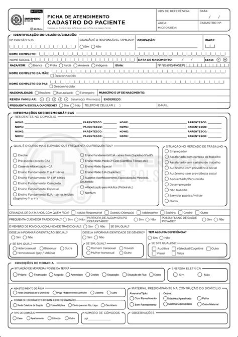 Ficha De Consulta Cadastro Do Paciente Avalia O Cl Nica