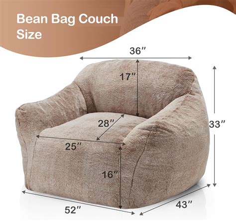 Homguava Giant Bean Bag Chairbean Bag Sofa Chair With Armrests Bean Bag Couch Stuffed High