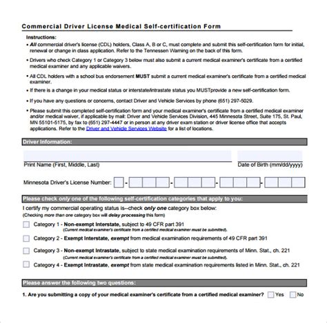 FREE 16+ Sample CDL Medical Form Templates in PDF | MS Word