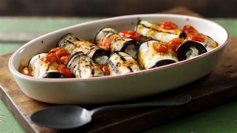 Stuffed Aubergine Rolls Recipe Bbc Food