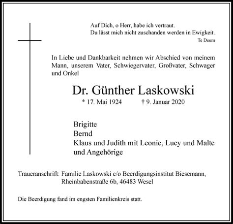 Alle Traueranzeigen für Günther Laskowski trauer rp online de