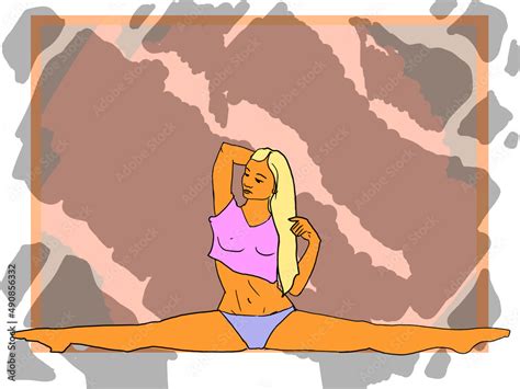 Girl With A Map Bikini Beautiful Girl Yoga Fitness Sport Athlete Fit Topic Slim