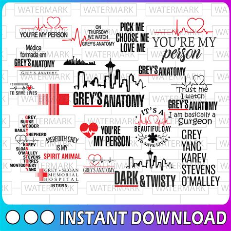 Greys Anatomy Bundle SVG Png Dxf Eps Greys Anatomy Clipart Inspire