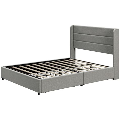 homcom full bed frame  storage drawers full size bed base