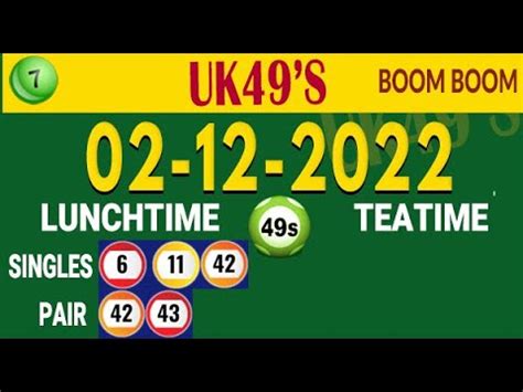 2 12 2022 UK49s Today Prediction Bonus Ball Doubles Uk49 Lunchtime