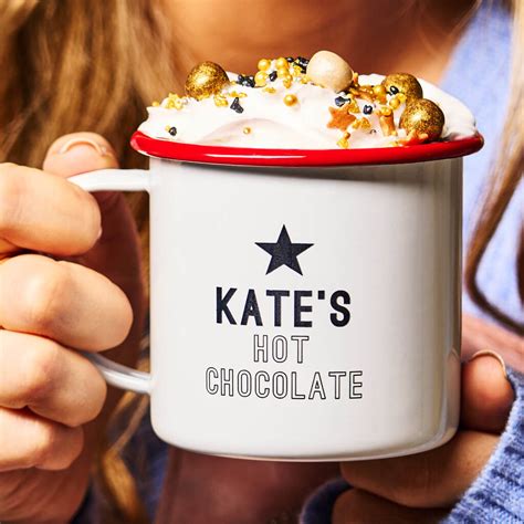 Hot Chocolate Personalised Enamel Mug By Sophia Victoria Joy