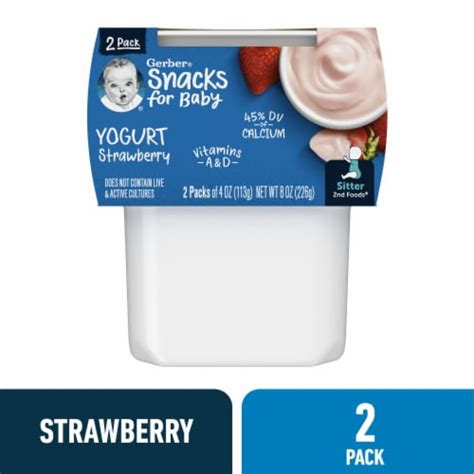 Gerber Yogurt Blends Stage 3 Baby Snacks Strawberry, 2 Packs of 4 OZ ...