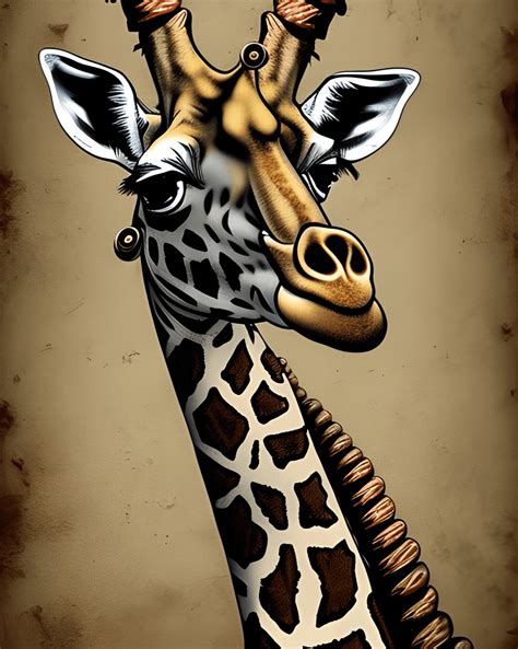 Funny Crazy Giraffe Super Detailed Graphics Cartoon Steam Punked ...