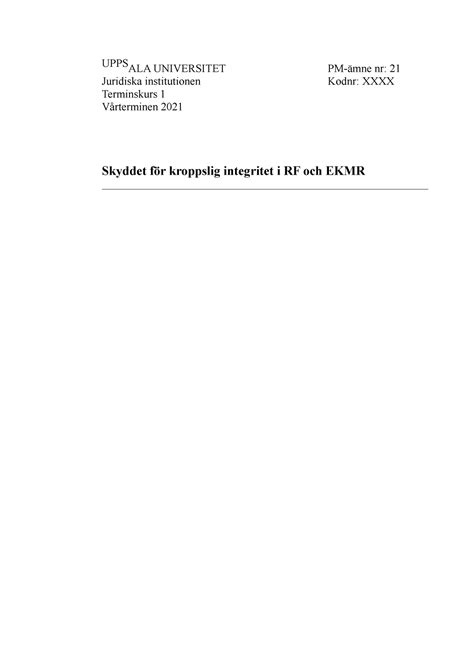 PM T1 - 14p - Mitt slutgiltiga PM under T1 vt 2021 av (åtminstone ...