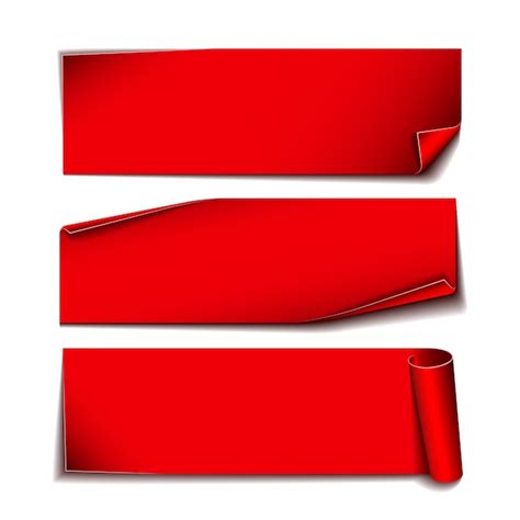 Premium Vector Set Of Red Curved Paper Blank Banners Ribbons For