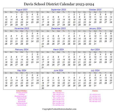 Davis School District Calendar 2023-2024 School District Calendars