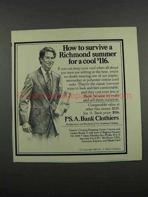 1983 JoS. A. Bank Clothiers Suits Ad - Richmond Summer