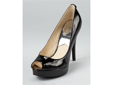 MICHAEL Michael Kors York Platform Black Patent Leather Peep Toe Pump