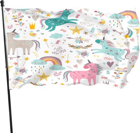 Wondertify Unicorns Flag 3x5 Ft Rainbow Cute Fun Pony