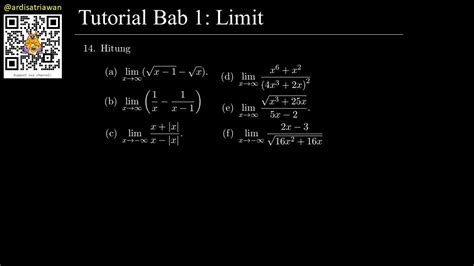 Tutorial Bab 1 Limit 14 Limit Tak Hingga Matematika Kalkulus 1