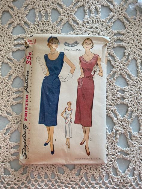 Simplicity Pattern 3608 1951 Misses One Piece Dress Etsy