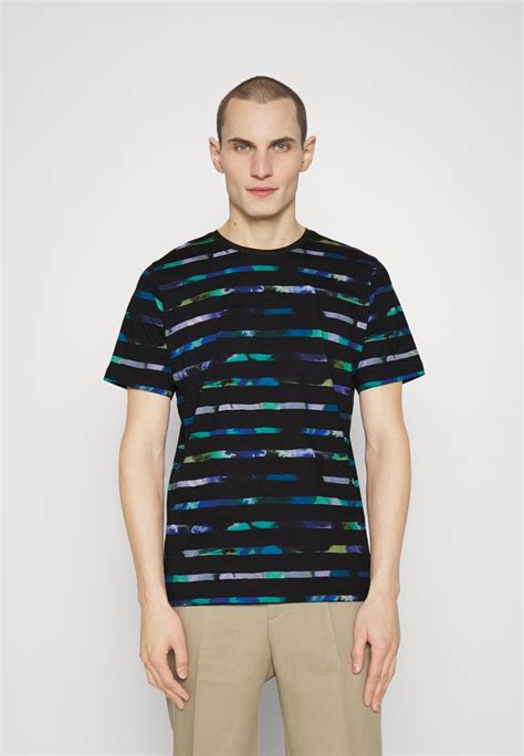 Ps Paul Smith Colour Stripe T Shirt Print Black Zwart Zalando Be