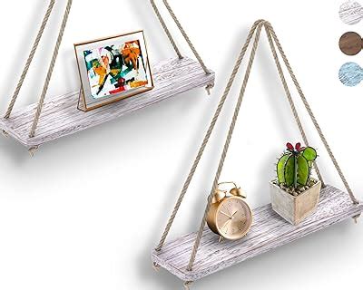 Amazon Mkono Wood Hanging Shelves For Wall Boho Decor Swing Rope