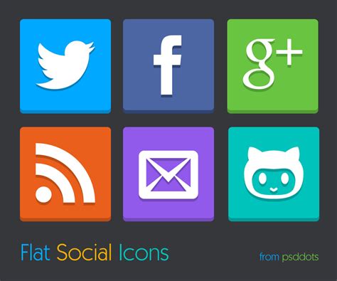 Flat Social Media Icons Set