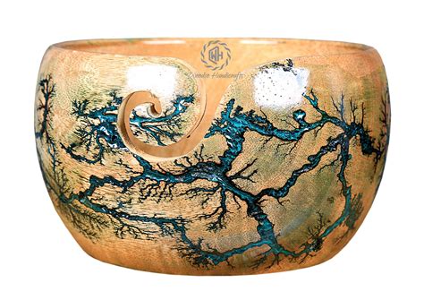 Handmade Wooden Yarn Bowl Lichtenberg With Resin And Mango Wood Wooden