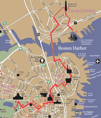 Freedom Trail Map Boston MA Freedom Trail Boston Boston Travel