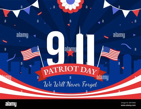 Happy Usa Patriot Day Vector Illustration With United States Flag 911