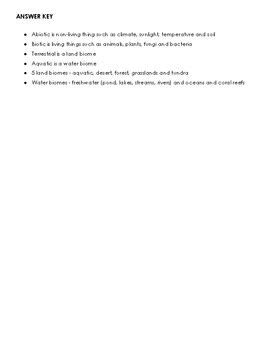 Ecosystems And Biomes Worksheet By Kelsey Dang TPT