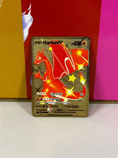 Charizard V RED Gold Metal Pokemon Card - Etsy