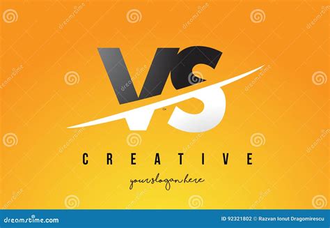 Vs V S Letter Modern Logo Design With Yellow Background And Swoosh