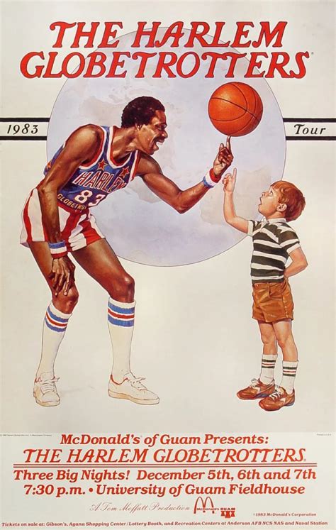 Harlem Globetrotters Vintage Concert Poster From University Of Guam