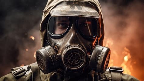 Premium Ai Image A Person Wearing A Gas Mask