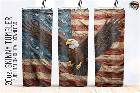 D Patriotic Eagle Flag Tumbler Wrap Graphic By Digital Delights