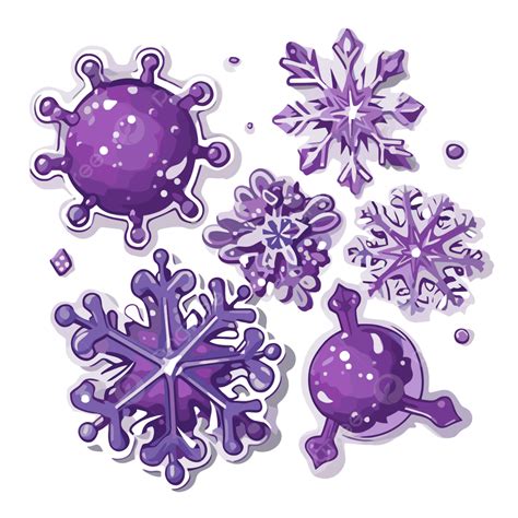 Snowflake Set Purple Stock Vector Purple Snowflakes Purple Snowflakes Clipart Cartoon Purple