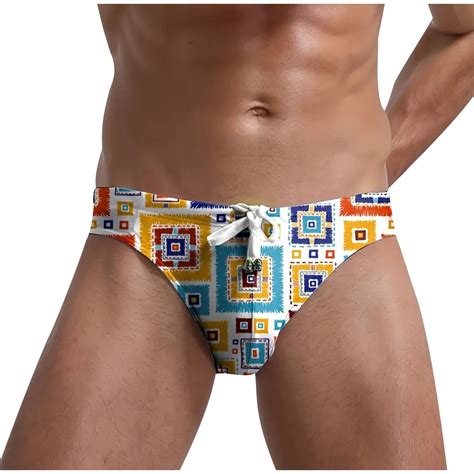 Jamicy Mens Swim Briefs Hot Spring Wear Mens Stripe Swim Briefs Retro Swimwear Bikini Swimsuit