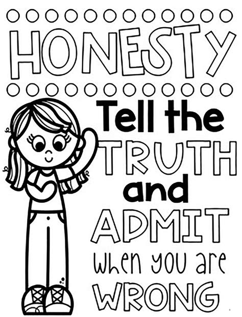 Honesty Definition Coloring Page Etsy