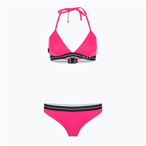 Strój kapielowy dwuczęściowy damski EA Emporio Armani Logo Tape Bikini Triangle neon pink