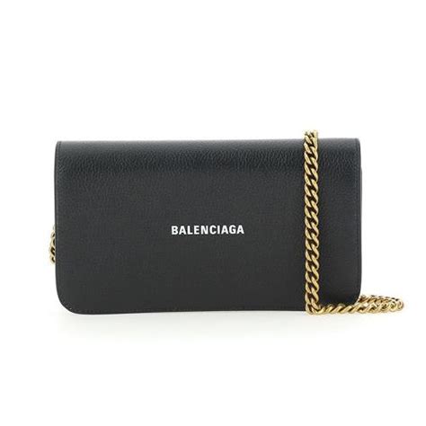 Balenciaga 巴黎世家】經典logo 黑色 小牛皮 斜背鍊條錢包 皮夾6557421izim1090其他系列包款her森森購物網